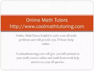 Online Math Tutors coolmathtutoring