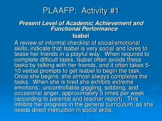 PLAAFP: Activity #1