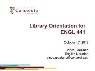 Library Orientation for ENGL 441