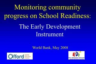 Monitoring community progress on School Readiness :