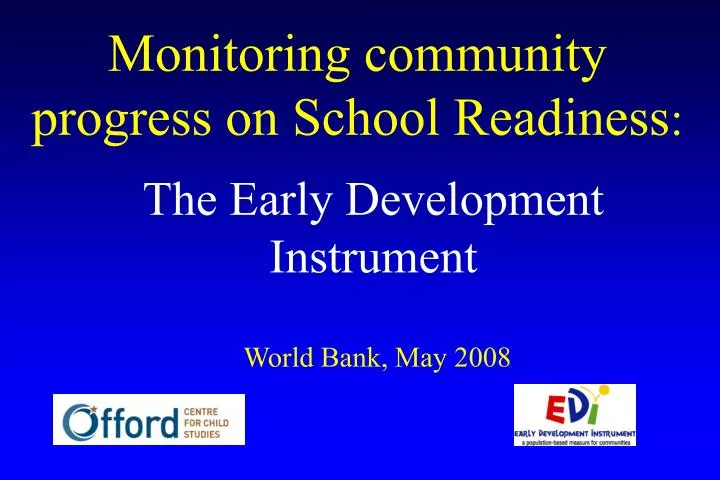 monitoring community progress on school readiness