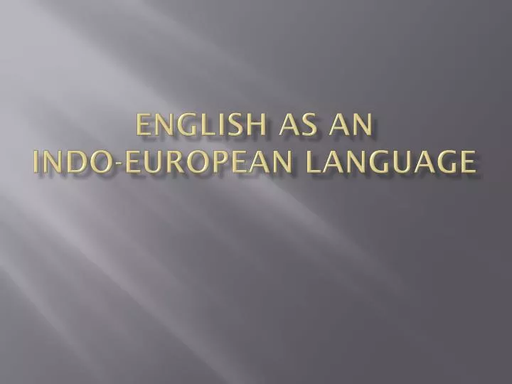 english as an indo european language