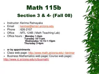 Math 115b Section 3 &amp; 4- (Fall 08)