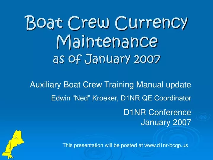 boat crew currency maintenance as of january 2007