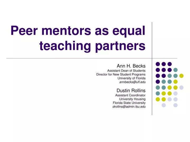 peer mentors as equal teaching partners