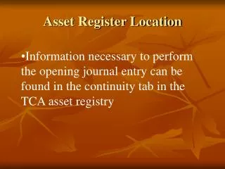Asset Register Location