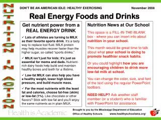 Get nutrient power from a REAL ENERGY DRINK