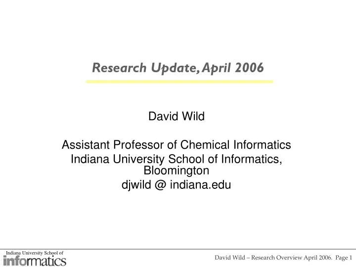 research update april 2006