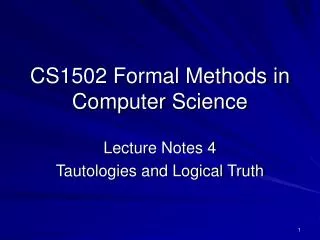 CS1502 Formal Methods in Computer Science