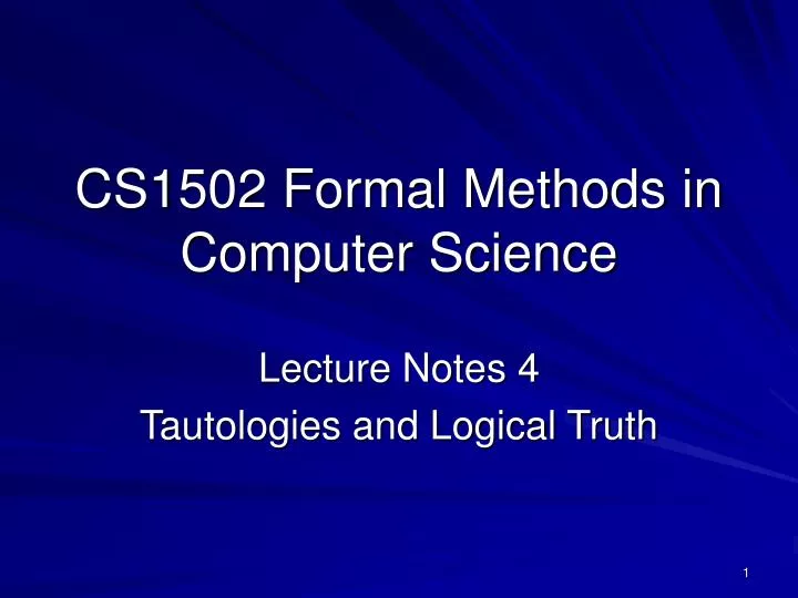 cs1502 formal methods in computer science