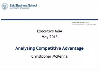 Analysing Competitive Advantage