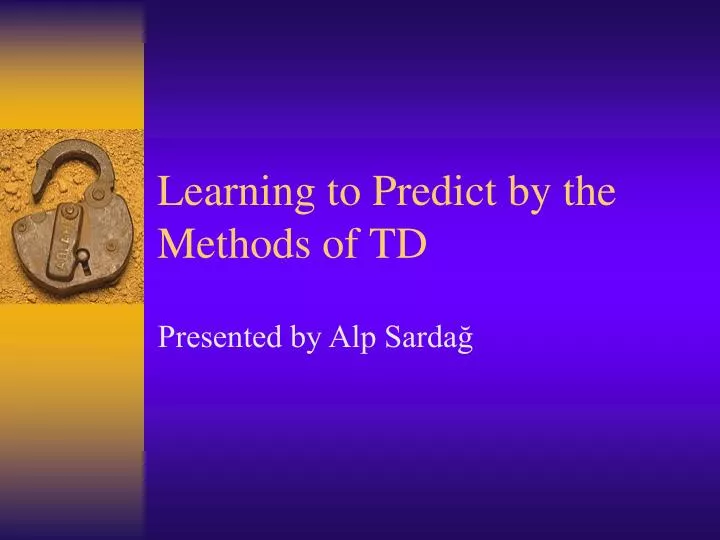 learning to predict by the methods of td