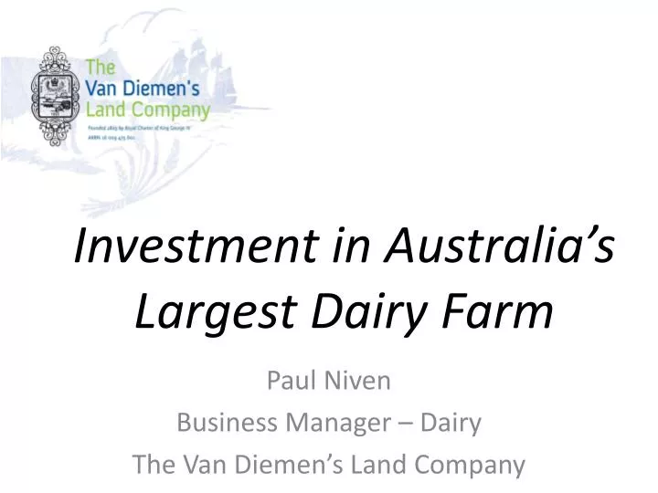 investment in australia s largest dairy f arm