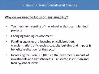 Sustaining Transformational Change