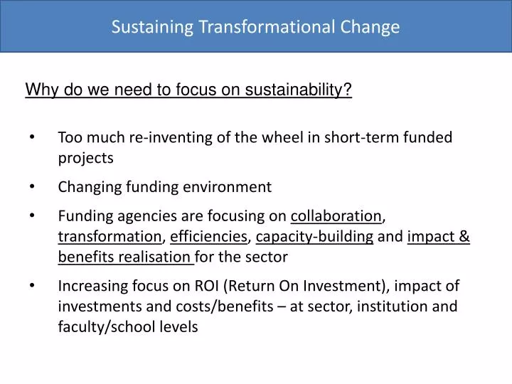 sustaining transformational change