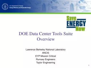 DOE Data Center Tools Suite Overview