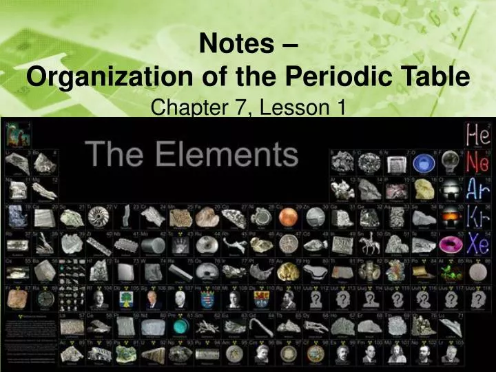 notes organization of the periodic table