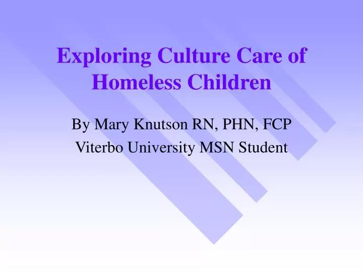 exploring culture care of homeless children