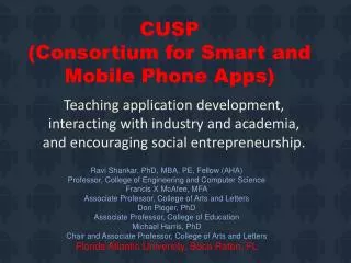 CUSP (Consortium for Smart and Mobile Phone Apps)