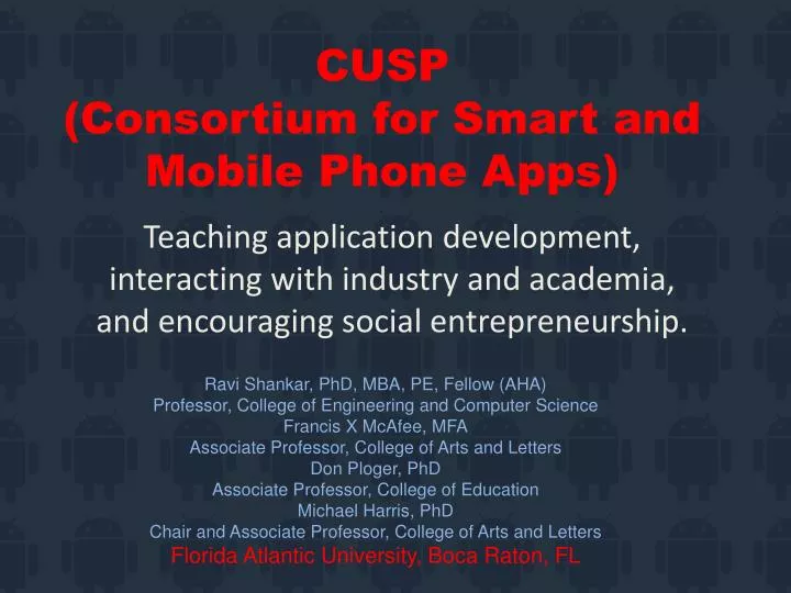 cusp consortium for smart and mobile phone apps