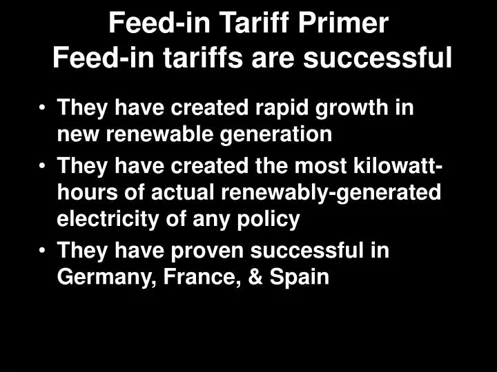 feed in tariff primer feed in tariffs are successful