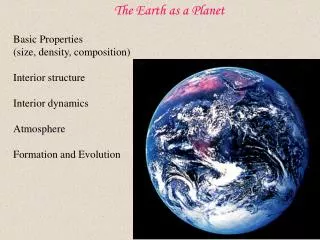 The Earth as a Planet