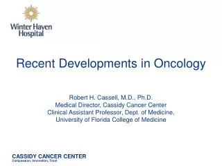 Recent Developments in Oncology