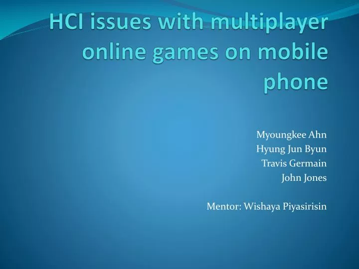 hci issues with multiplayer online games on mobile phone