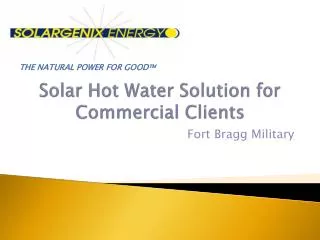 Solar Hot Water Solution for Commercial Clients