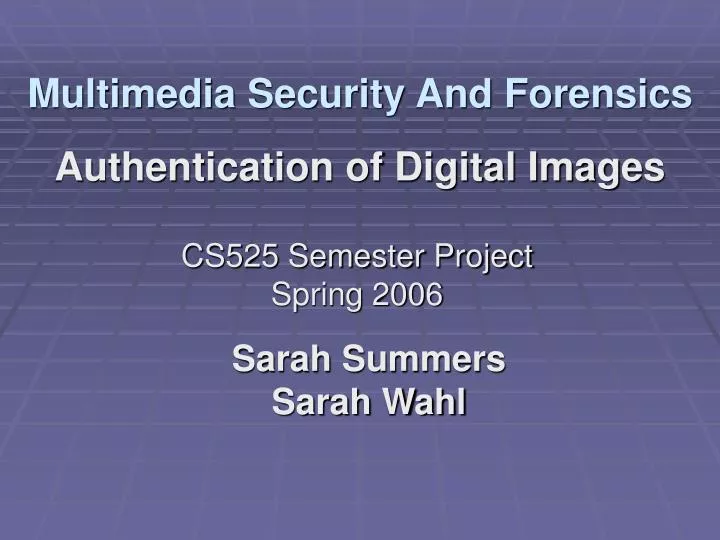 multimedia security and forensics