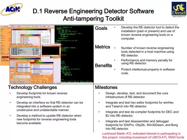 d 1 reverse engineering detector software anti tampering toolkit