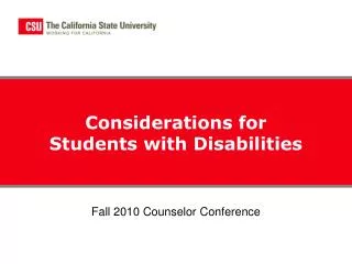 Considerations for Students with Disabilities
