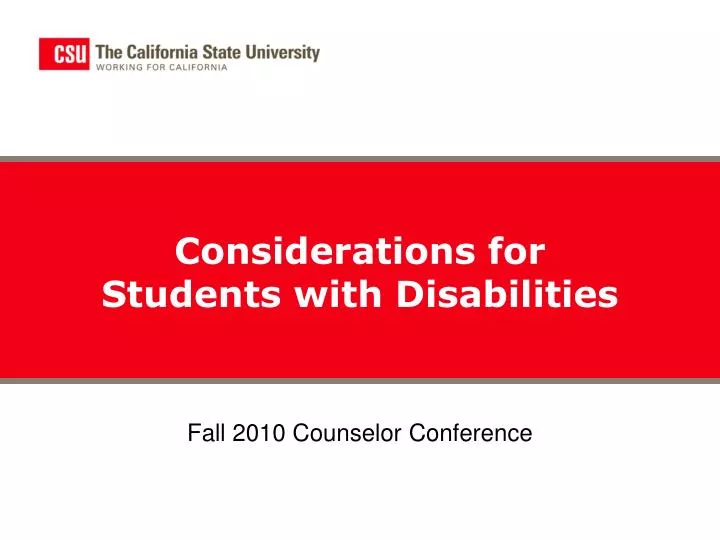 considerations for students with disabilities