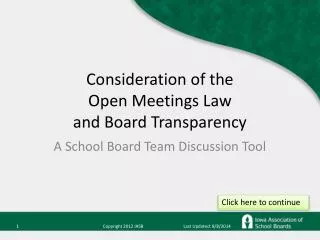 Consideration of the Open Meetings Law and Board Transparency