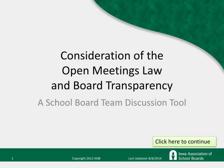 consideration of the open meetings law and board transparency