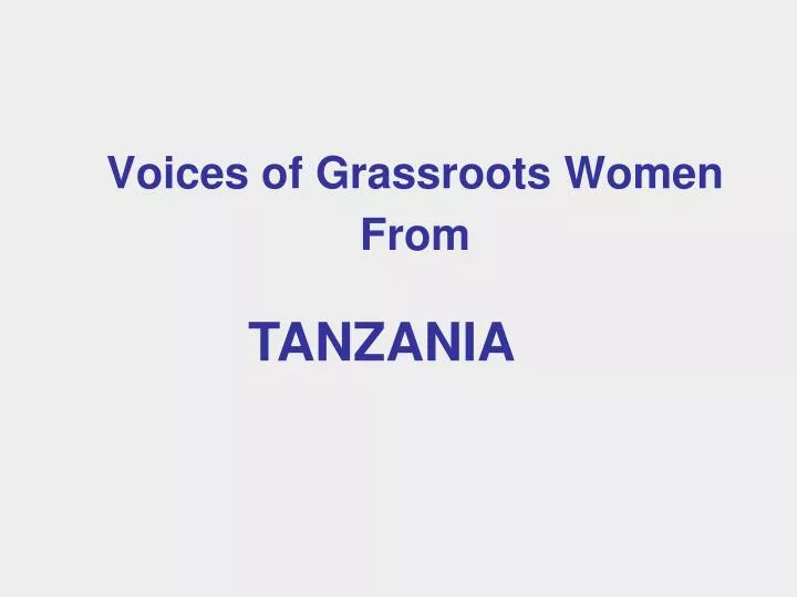 voices of grassroots women from