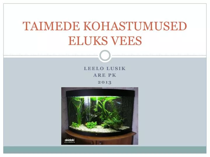 taimede kohastumused eluks vees