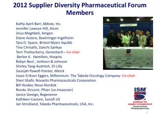 2012 Supplier Diversity Pharmaceutical Forum Members