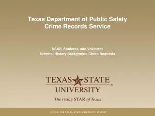 Texas Department of Public Safety Crime Records Service