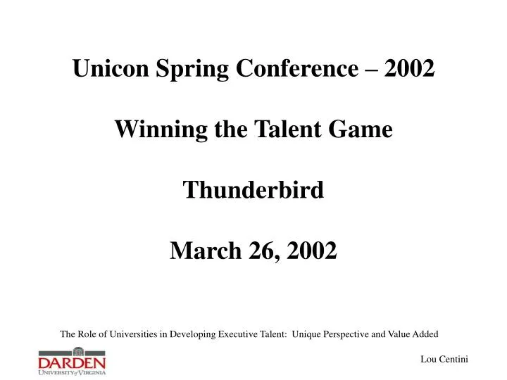 unicon spring conference 2002 winning the talent game thunderbird march 26 2002
