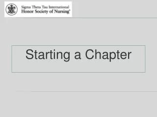 Starting a Chapter