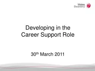 Developing in the Career Support Role 30 th March 2011