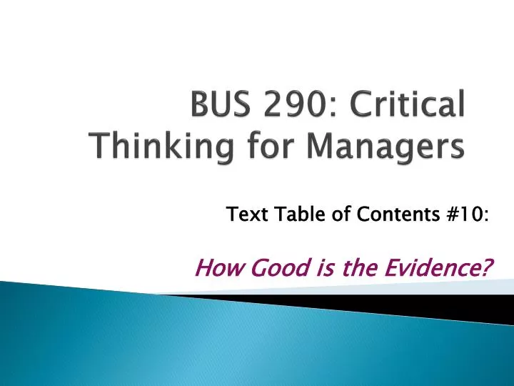 bus 290 critical thinking for managers
