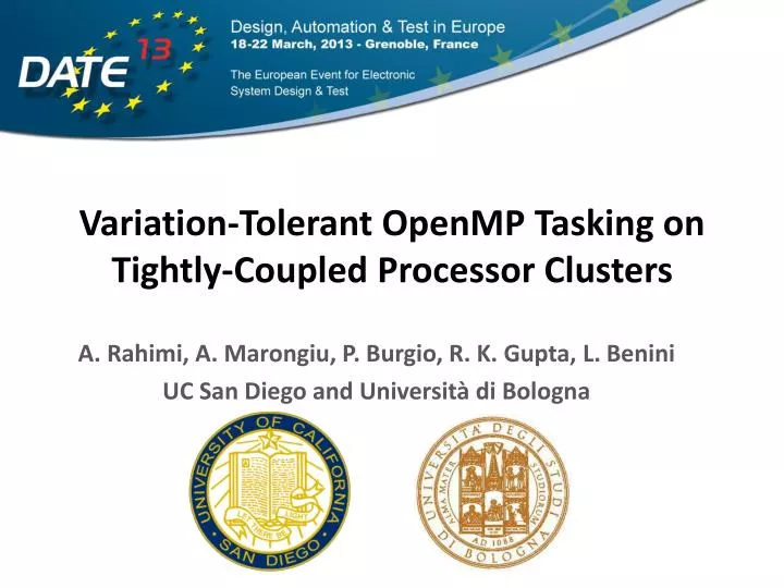 variation tolerant openmp tasking on tightly coupled processor clusters