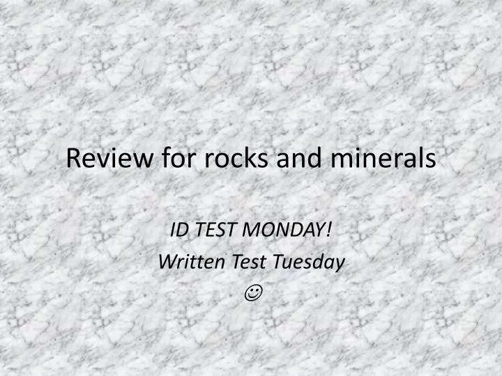 review for rocks and minerals