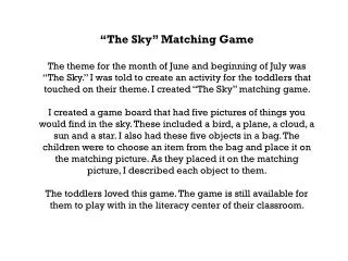 “The Sky” Matching Game
