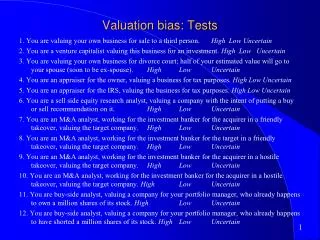 Valuation bias: Tests