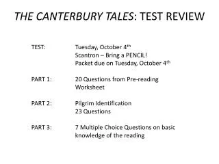 THE CANTERBURY TALES : TEST REVIEW