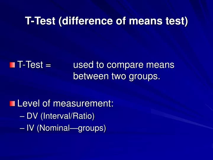t test difference of means test