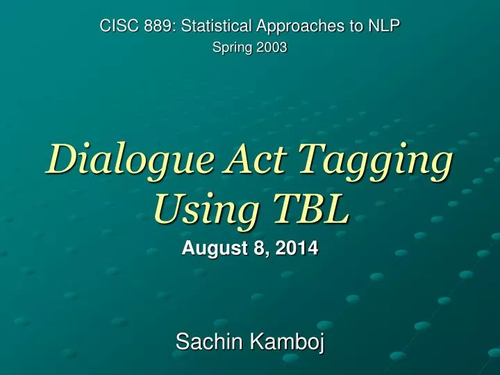 dialogue act tagging using tbl